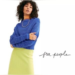 Free People Too Good Mock Neck Sweater Blue Size Medium